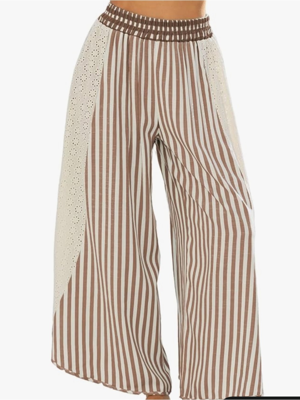 Womens striped wide leg pants